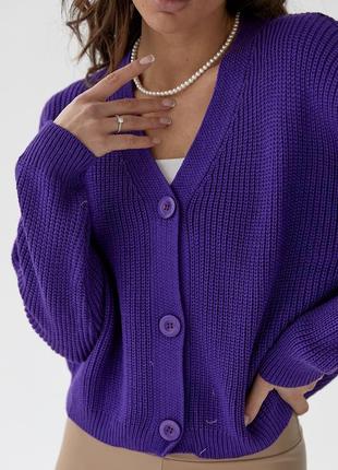 Жіночий укорочений кардиган на ґудзиках — фіолетовий колір, l ...4 фото