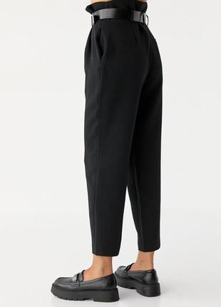 Жіночі класичні штани з поясом — чорний колір, s (є розміри)2 фото