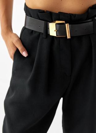 Жіночі класичні штани з поясом — чорний колір, s (є розміри)5 фото