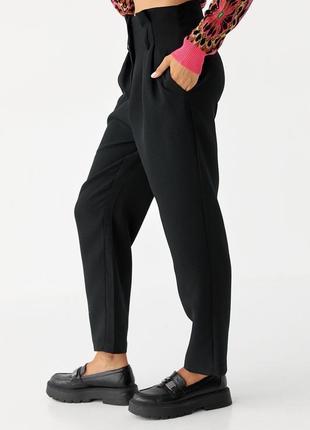 Жіночі класичні штани з поясом — чорний колір, s (є розміри)9 фото