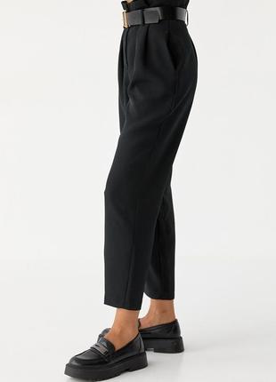 Жіночі класичні штани з поясом — чорний колір, s (є розміри)10 фото