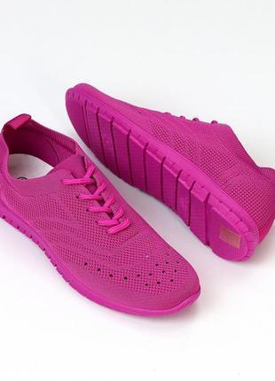 Літні текстильні тканинні жіночі яскраві рожеві кросівки1 фото