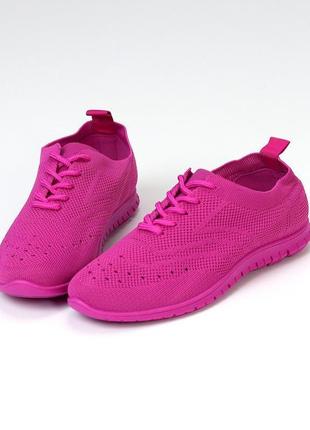 Літні текстильні тканинні жіночі яскраві рожеві кросівки2 фото