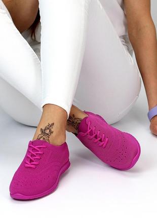 Літні текстильні тканинні жіночі яскраві рожеві кросівки4 фото