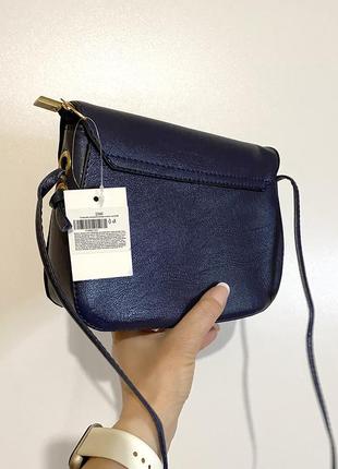 21х16 см новая сумка клатч кожаная эко кожа женская через плечо темно-синяя2 фото