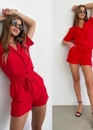 Жіночий костюм літній мод 047, червоний2 фото