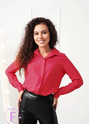 Жіноча сорочка у горошок "andorra", червоний2 фото