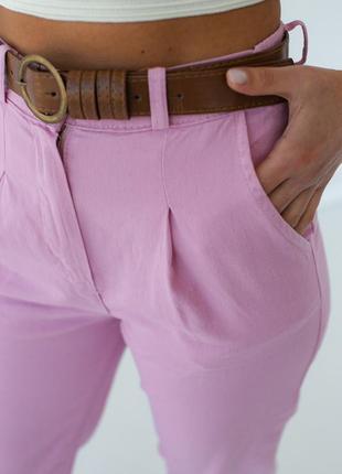 Штани з поясом вільного фасону perry — рожевий колір, m (є роз...4 фото