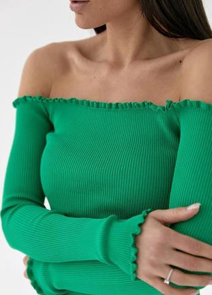 Жіночий джемпер із відкритими плечима — зелений колір, l (є ро...4 фото