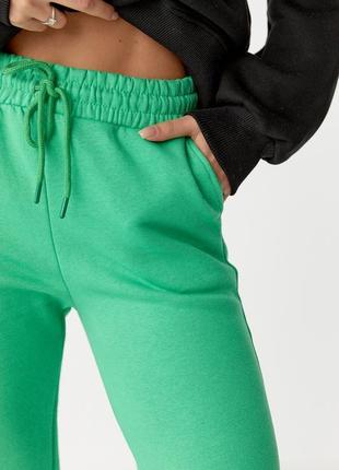 Теплі спортивні штани-джогери — салатовий колір, s (є розміри)4 фото