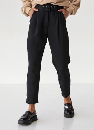 Жіночі класичні штани з поясом — чорний колір, m (є розміри)