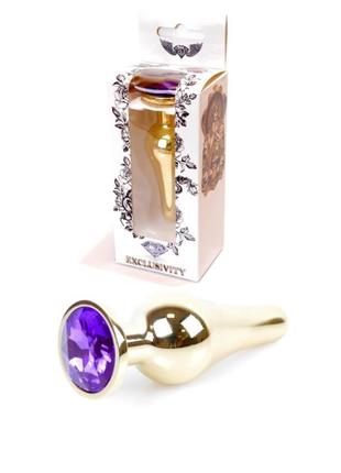 Анальна пробка - jewellery gold butt plug purple