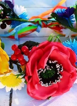 Український віночок з польовими квітами1 фото