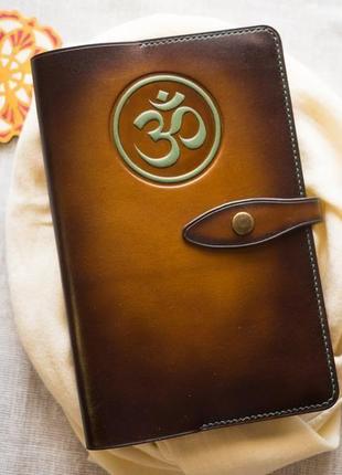 Кожаный блокнот для медитаций. коричневый блокнот в подарок. купить маленький блокнот в украине1 фото
