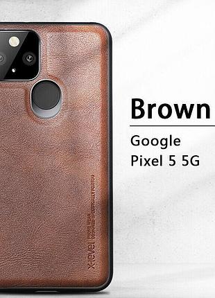Google pixel 5 захисний чохол x-level leather back cover brown