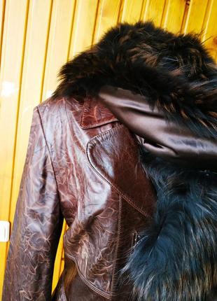 Плащ шкіряний з хутром 7