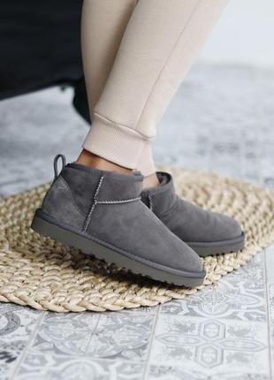 Женские серые угги ugg ultra mini classic gray6 фото