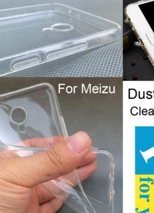 Силіконовий тонкий прозорий чохол з заглушками для meizu m5s
