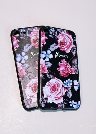 Чехол с 3d рисунком flowers case для iphone 7 8.