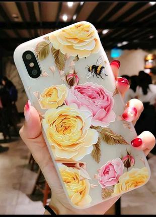 Чохол з 3d малюнком flowers case для iphone x.