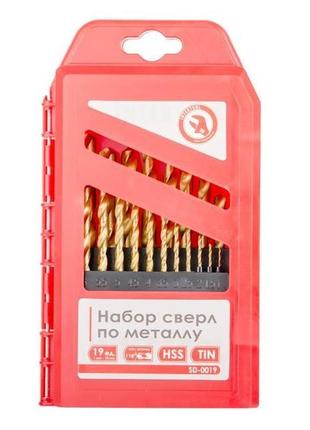 Набір свердел для металу din338 hss 19 шт (1.0-10.0), покриття...