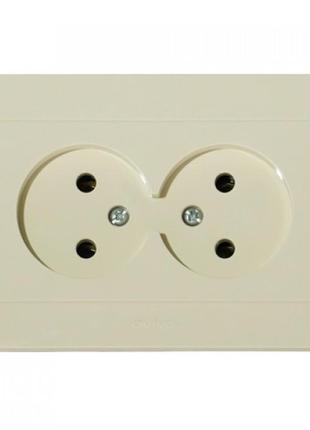 Розетка подвійна без заземлення кремова ovivo grano