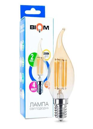 Філаментна лампа biom fl-415 4w e14 2350k amber c35 lt (свічка...