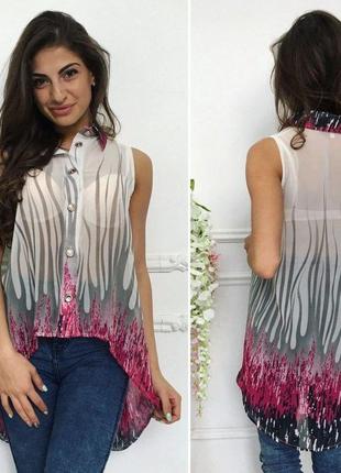 Женская блуза шифоновая на пуговицах размеры норма и батал3 фото