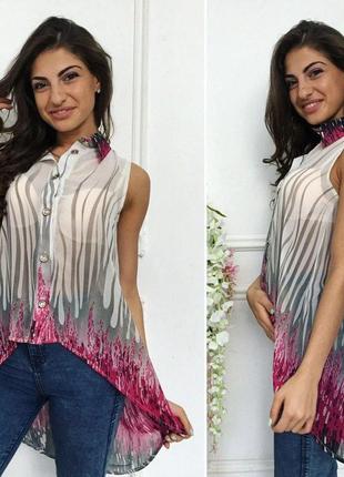Женская блуза шифоновая на пуговицах размеры норма и батал2 фото