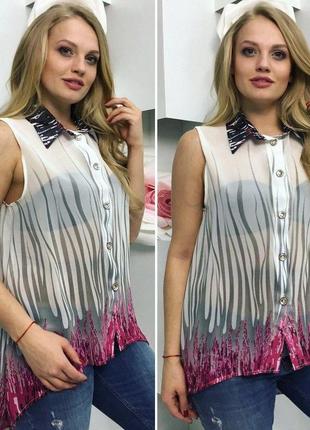 Женская блуза шифоновая на пуговицах размеры норма и батал4 фото