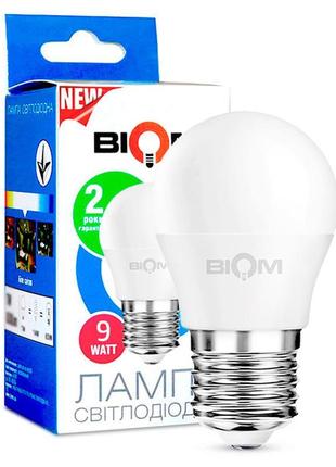 Світлодіодна лампа biom bt-584 g45 9 w e27 4500 k (шар)1 фото