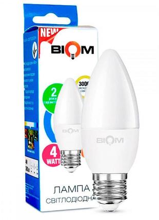 Світлодіодна лампа biom bt-547 c37 4 w e27 3000 k (свічка)