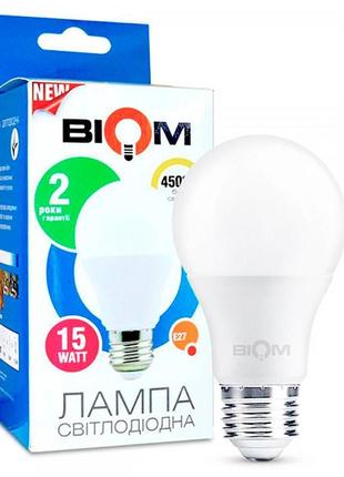 Світлодіодна лампа biom bt-516 а65 15 W e27 4500k (груша)