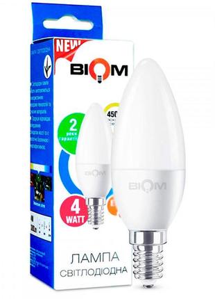 Світлодіодна лампа biom bt-550 c37 4 w e14 4500 k (свічка)