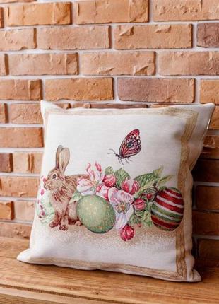 Пасхальная декоративная подушка веснянка зайчик 45*45 см2 фото
