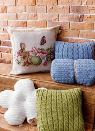 Пасхальная декоративная подушка веснянка зайчик 45*45 см5 фото