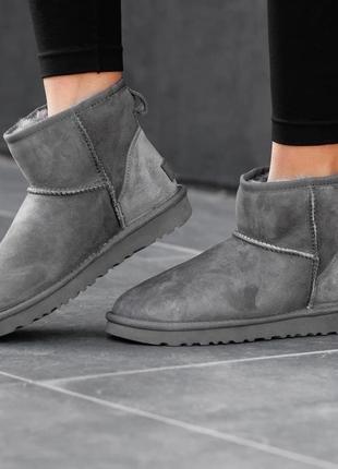 Женские серые угги ugg classic mini grey