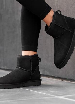 Женские чёрные угги ugg classic mini black