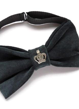 Замшевый серый галстук-бабочка. suede gray bow tie.3 фото