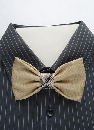 Бежевый галстук-бабочка из искусственной кожи с принтом  питона. faux leather bow tie5 фото