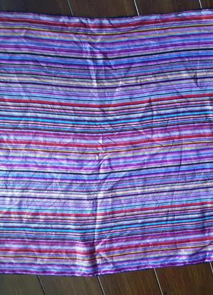 Небольшой шелковый полосатый платок! 52×53