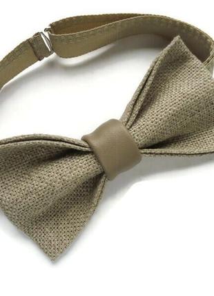 Класична краватка-метелик з натурального льону - краватка-метелик для нареченого в сільському стилі.3 фото