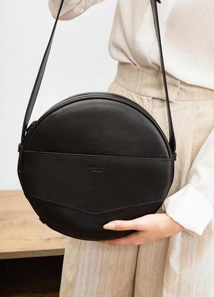 Кожаная женская круглая сумка-рюкзак maxi черная	bn-bag-30-g6 фото