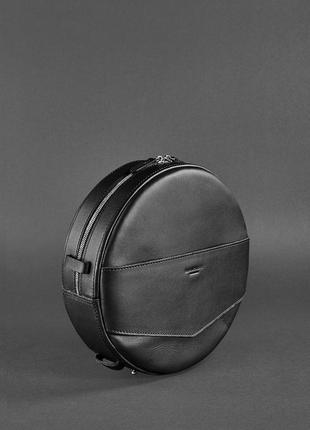 Кожаная женская круглая сумка-рюкзак maxi черная	bn-bag-30-g2 фото