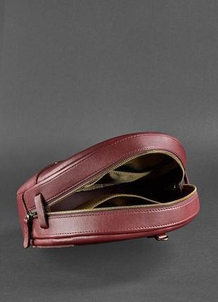 Кожаная женская круглая сумка-рюкзак maxi бордовая	bn-bag-30-vin3 фото