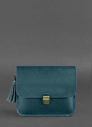 Шкіряна жіноча бохо-сумка лілу зелена bn-bag-3-malachite6 фото
