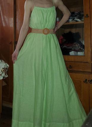 Льняной сарафан платье h&m, лён, свободного покроя4 фото