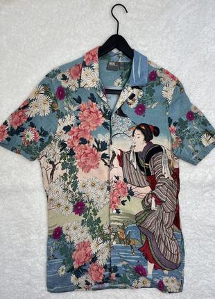 Рубашка с японским принтом2 фото
