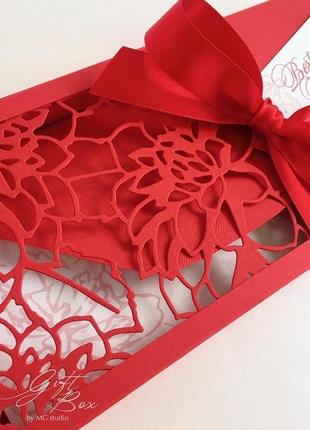 Gift box “florale” цвет 5 (красный)- открытка в коробочке3 фото