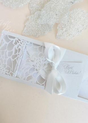 Gift box "florale" колір 1 (білий) - листівка в коробочці3 фото